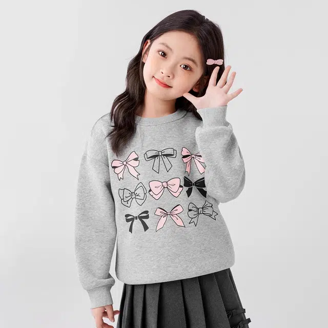 左西 加绒洋气舒适圆领保暖卫衣 浅麻灰 儿童款