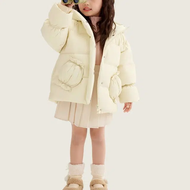 鸭鸭 宽松连帽加厚保暖防风鸭绒羽绒服 中小童