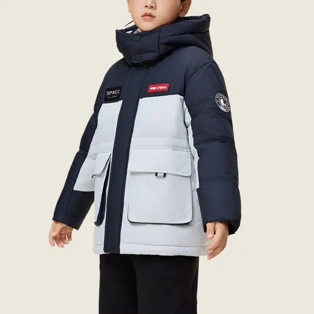 鸭鸭 时空道宇系列 防风连帽厚款保暖鸭绒羽绒服 青少年