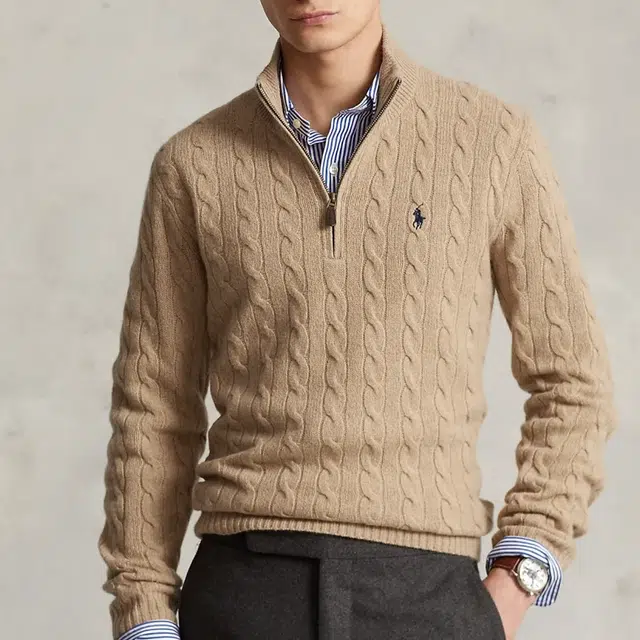 Polo Ralph Lauren FW24 Cable Knit Sweater Camel