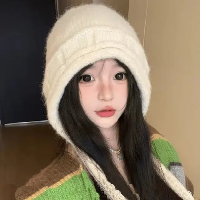 【通勤秋冬出游必备】 攸委 可爱时尚绑带针织护耳帽冬季保暖加厚防寒帽大头围显脸小 涤纶 旅游毛线包头绒线帽雷锋帽 男女同款情侣款