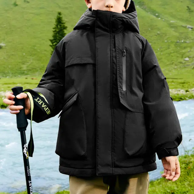 左西 中长款加厚连帽羽绒服 儿童款