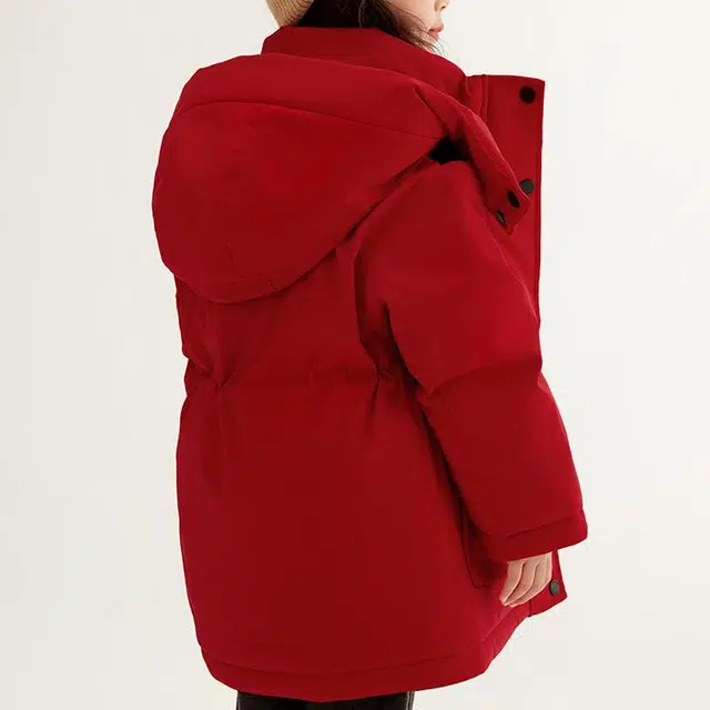 鸭鸭 连帽拉链中长款羽绒服 中小童