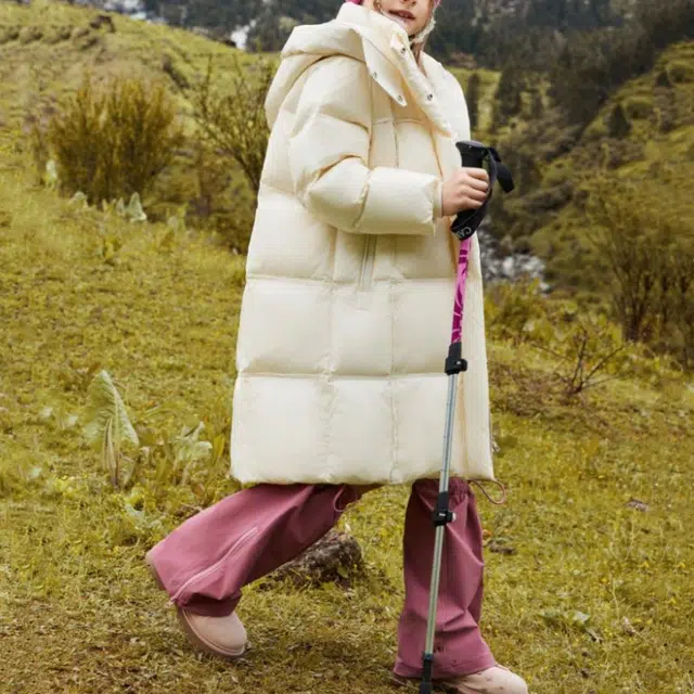 鸭鸭羽绒服 连帽拉链中长款纯色 中小童