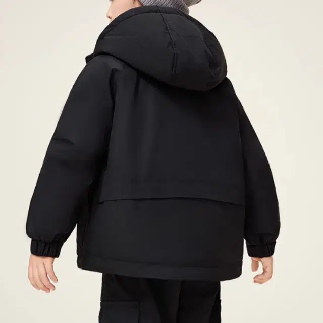 鸭鸭 纯色休闲加厚连帽鸭绒保暖羽绒服 青少年