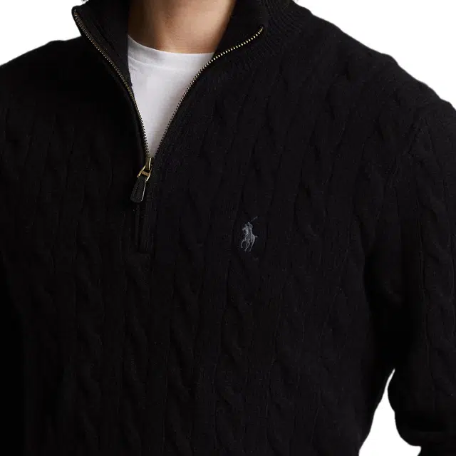 Polo Ralph Lauren Half-Zip Cable Knit Sweater Black