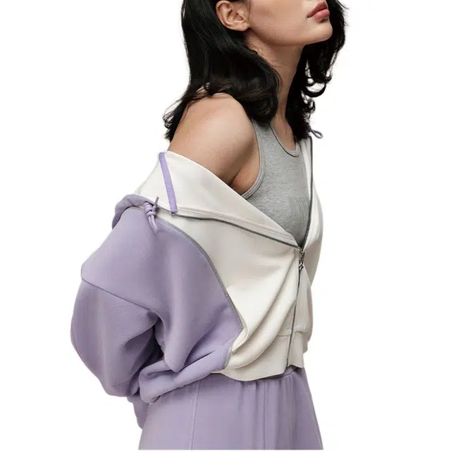 安娜苏 撞色拼接连帽运动卫衣 女款