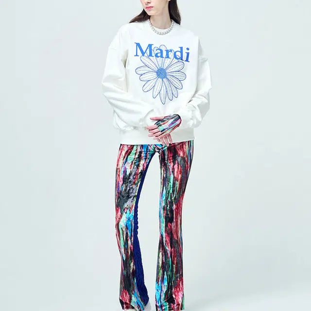 MARDI MERCREDI SS25 SWEATSHIRT FLOWERMARDI WHITE VIVIDBLUE