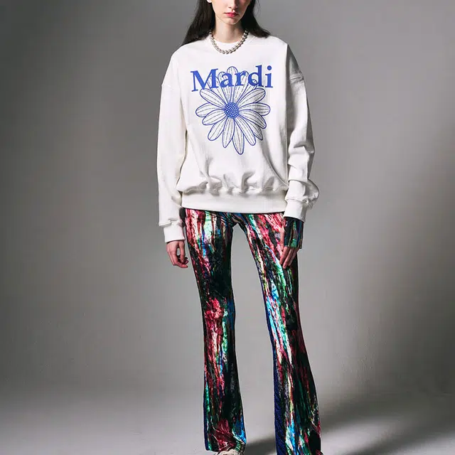 MARDI MERCREDI SS25 SWEATSHIRT FLOWERMARDI WHITE VIVIDBLUE