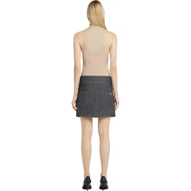 COURREGES SS25 MOCKNECK LIGHT RIB TOP Cappuccino