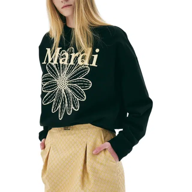 MARDI MERCREDI SS25 SWEATSHIRT FLOWERMARDI NEEDLEWORK_BLACK LEMON