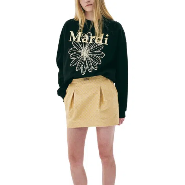MARDI MERCREDI SS25 SWEATSHIRT FLOWERMARDI NEEDLEWORK_BLACK LEMON