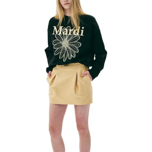 MARDI MERCREDI SS25 SWEATSHIRT FLOWERMARDI NEEDLEWORK_BLACK LEMON