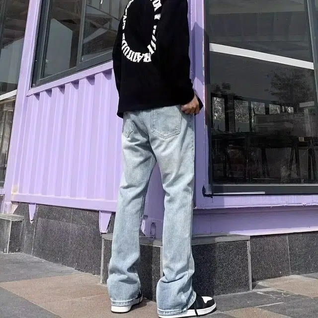 颂希尔 美式舒适高街宽松直筒牛仔裤 男女同款