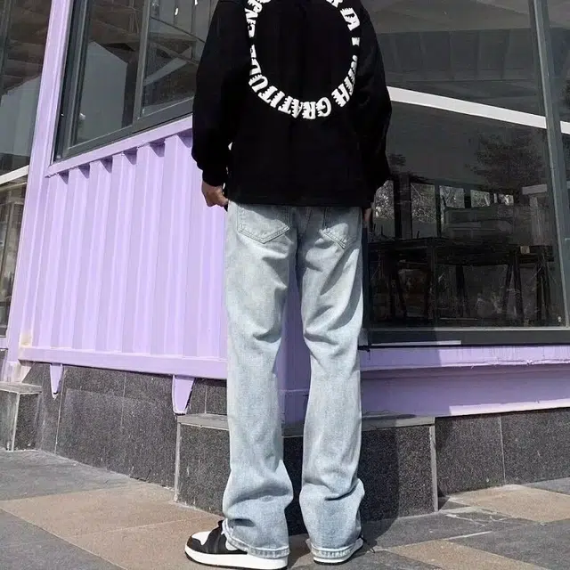 颂希尔 美式舒适高街宽松直筒牛仔裤 男女同款