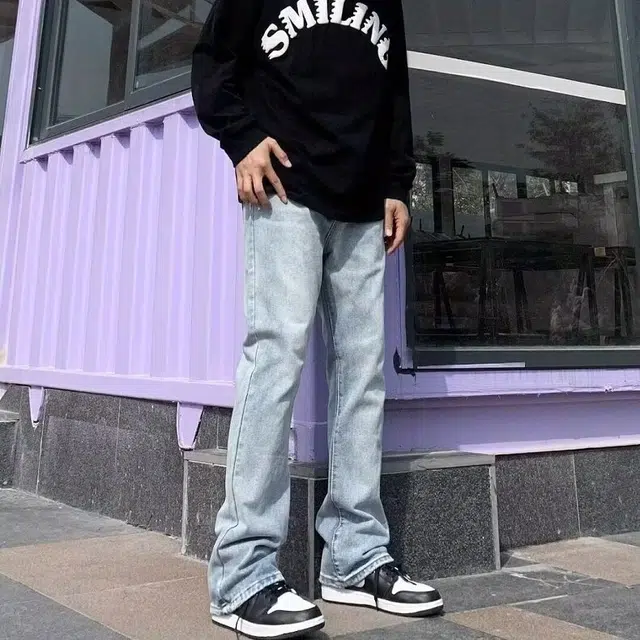颂希尔 美式舒适高街宽松直筒牛仔裤 男女同款