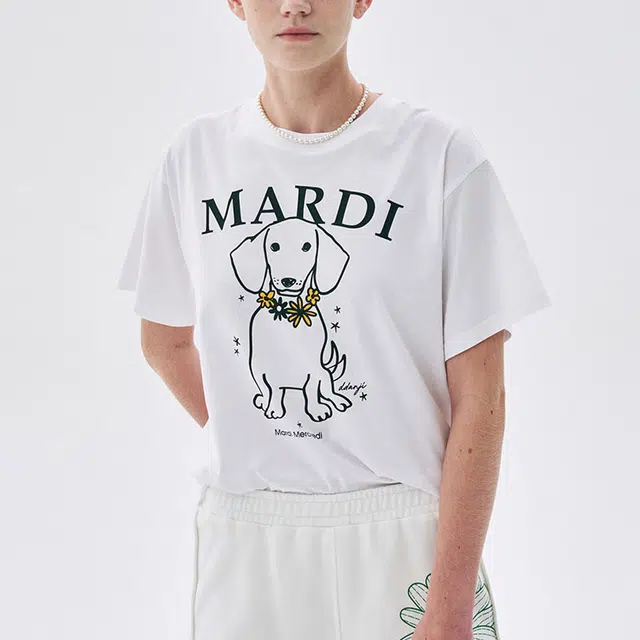 MARDI MERCREDI TSHIRT SWING THE TAIL DDANJI FLOWER NECKLACE_WHITE TANGERINE SS25 T