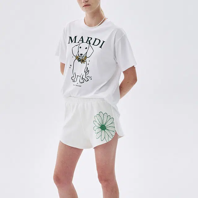 MARDI MERCREDI TSHIRT SWING THE TAIL DDANJI FLOWER NECKLACE_WHITE TANGERINE SS25 T