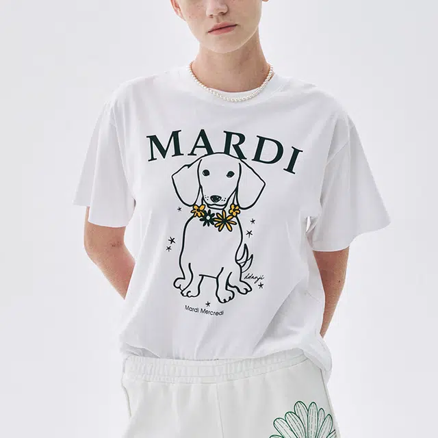 MARDI MERCREDI TSHIRT SWING THE TAIL DDANJI FLOWER NECKLACE_WHITE TANGERINE SS25 T