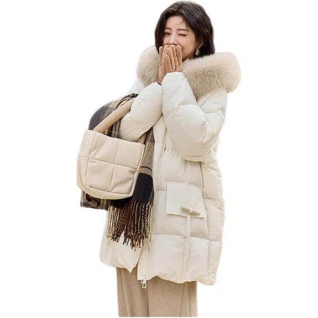 谜秀 加厚通勤连帽长袖羽绒服 女款