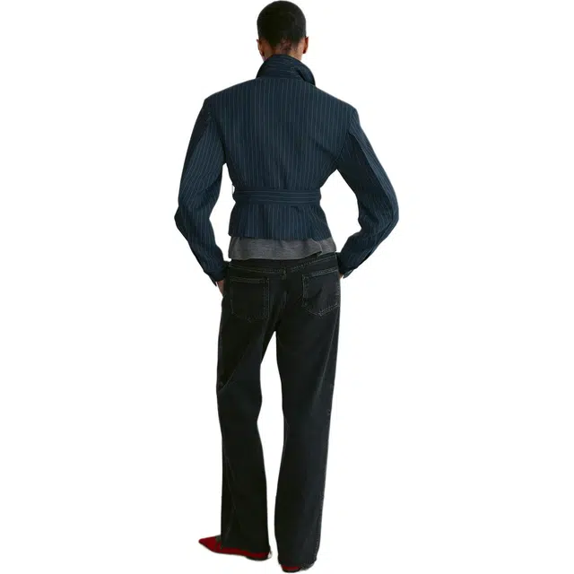 RECTO FW24 SUSTAINABLE PIN STRIPE BELT DETAIL JUMPER DARK NAVY