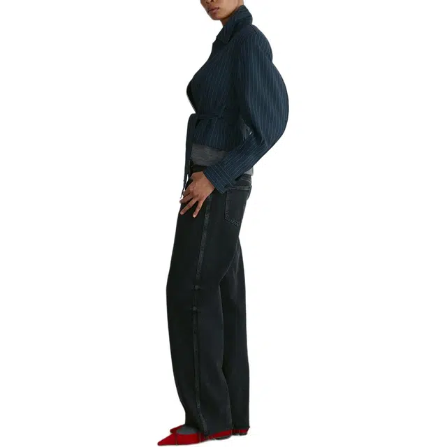 RECTO FW24 SUSTAINABLE PIN STRIPE BELT DETAIL JUMPER DARK NAVY