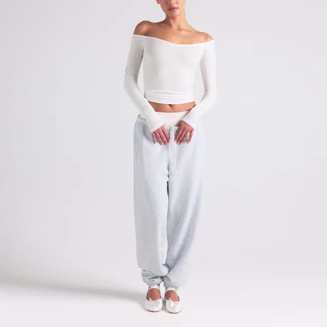 SKIMS SOFT LOUNGE OFF THE SHOULDER TOP T MARBLE