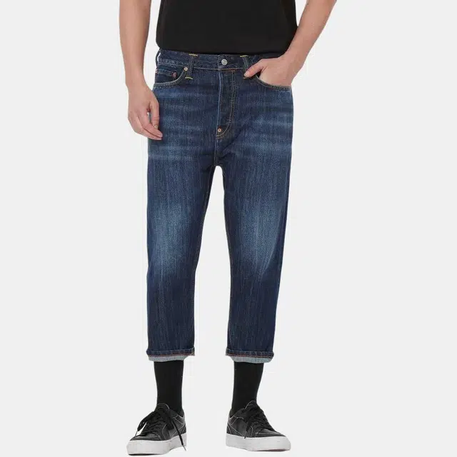 EVISU Seagull Print Cropped Jeans