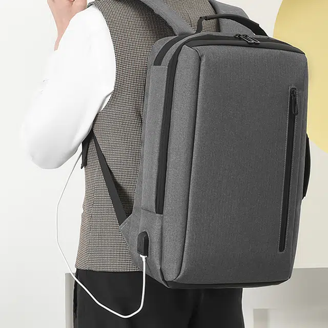 恒源祥 时尚大容量笔记本电脑包 牛津布 双肩包 男女同款情侣款 灰色/黑色