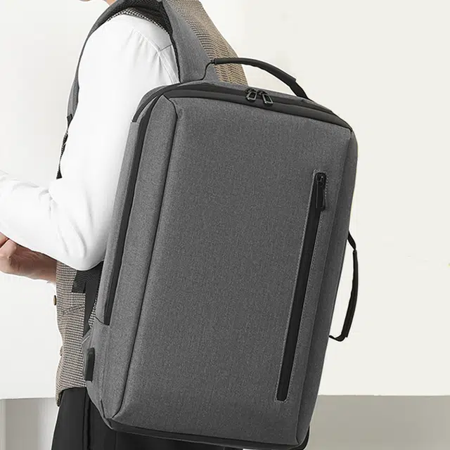 恒源祥 时尚大容量笔记本电脑包 牛津布 双肩包 男女同款情侣款 灰色/黑色