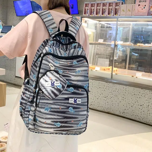 恒源祥 时尚印花小众设计 尼龙 双肩包 男女同款情侣款 多色