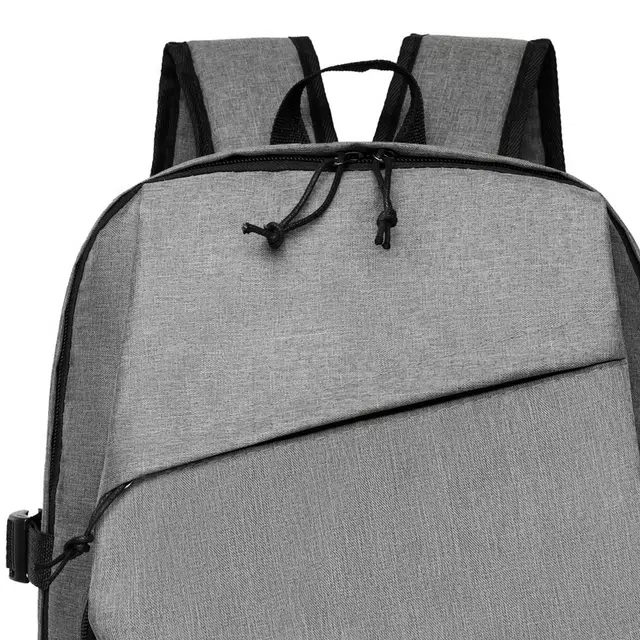 德力熊 纯色大容量轻便商务多功能 牛津布 双肩包 常规 男款 灰色/黑色