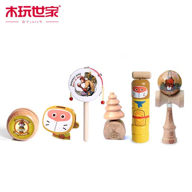 木玩世家 大圣归来复古 陀螺拨浪鼓溜溜球剑玉响板感统训练 玩具