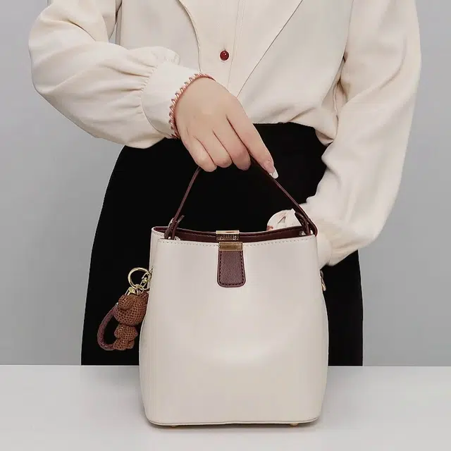 恒源祥 清新软压花百搭经典时尚潮流高贵典雅优雅脱俗清新纹丝巾单肩包包 超纤合成革 手提包 常规 女款 米白色