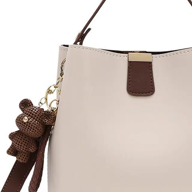 恒源祥 清新软压花百搭经典时尚潮流高贵典雅优雅脱俗清新纹丝巾单肩包包 超纤合成革 手提包 常规 女款 米白色