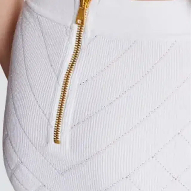 BALMAIN 6-Button Knit Skirt