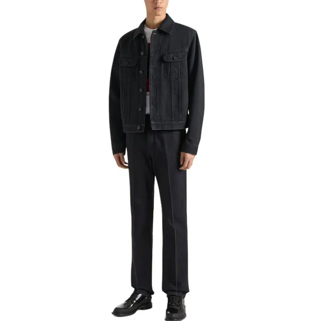 纪梵希 纯色棉质单排扣牛仔外套 男款