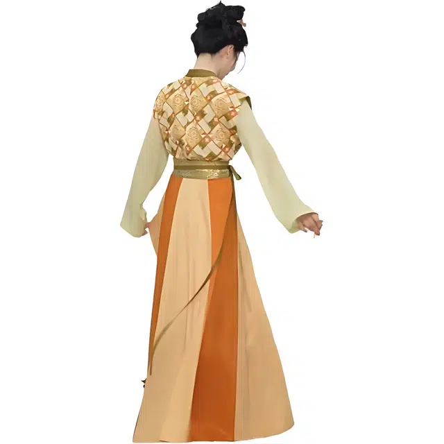 织造司 织造司[橘光满格]原创唐制唐褙子珍珠纱宽松直袖圆领衫八破裙汉服 女款
