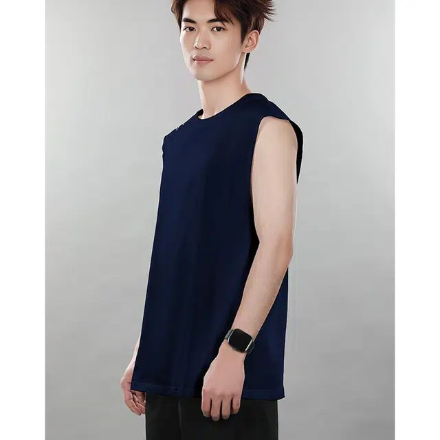 乔丹 男子训练系列 简约纯色百搭宽松舒适无袖背心 男款 新星蓝