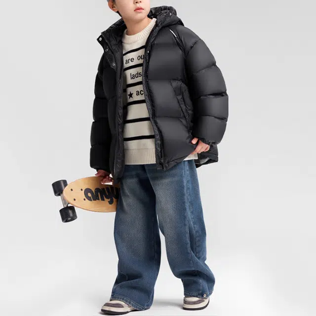 左西羽绒服 保暖连帽防水防风防污防油白鸭绒 儿童款