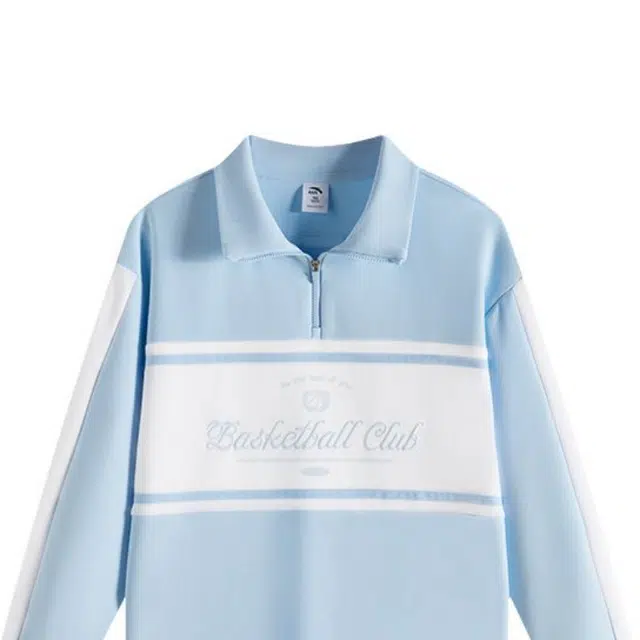 安踏儿童 舒芙蕾卫衣系列 针织套头长袖卫衣 冰凉蓝 青少年