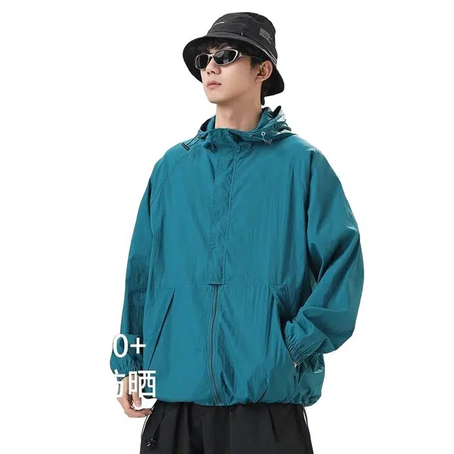杜克恩 防紫外线防风防水拉链连帽轻薄简约百搭时尚防晒服 男女同款