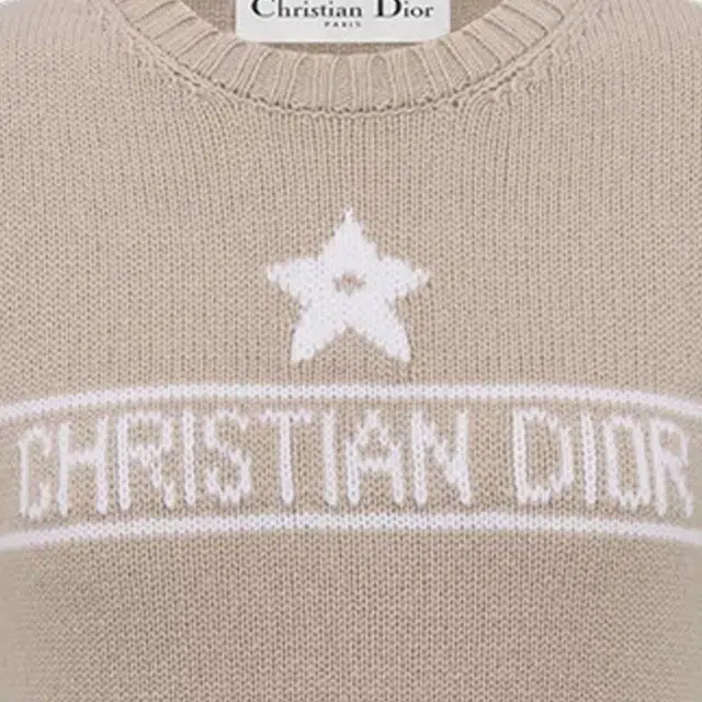 DIOR SS25 Embroidered Cashmere Sweater Khaki
