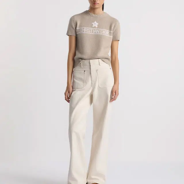 DIOR SS25 Embroidered Cashmere Sweater Khaki