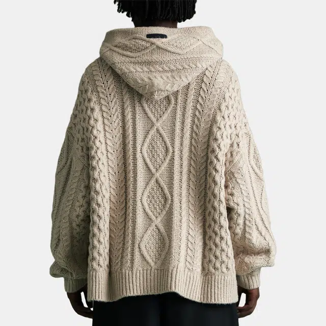 Fear of God Essentials FW23 Cable Knit Hoodie Silver Cloud