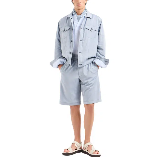 阿玛尼 假日系列 真丝帆布夹克棉服 男款