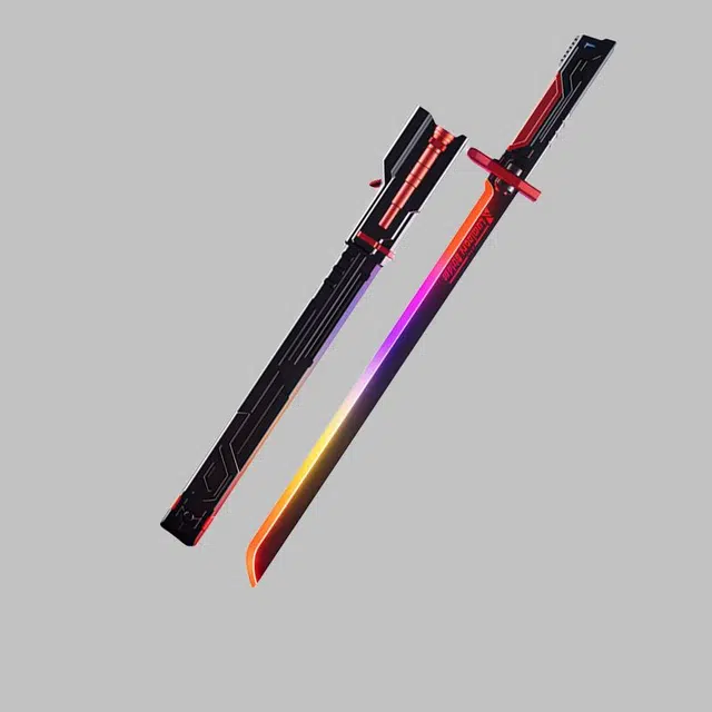 安可托 七彩流光灯鸣潮光剑 漂泊者迅刀 注水喷雾 剑身灯光 拔剑火花 声光特效 发光玩具