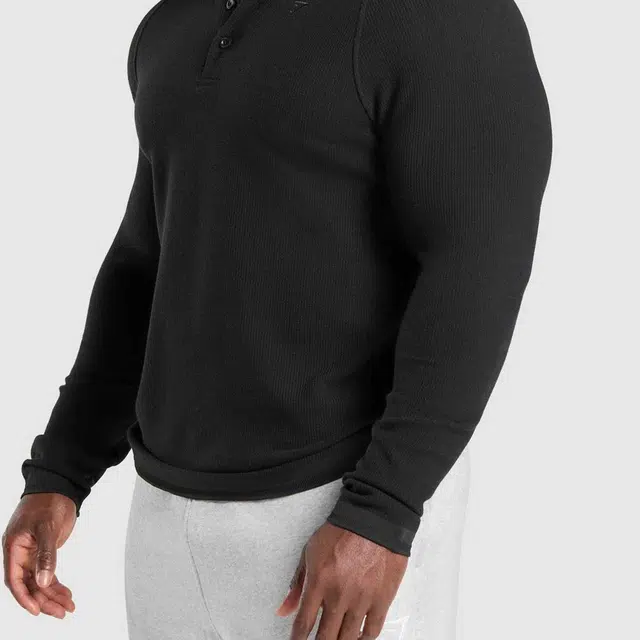 GYMSHARK Long Sleeve WafflePolo