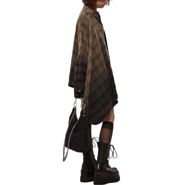 R13 Oversized Gradient Plaid Shirt
