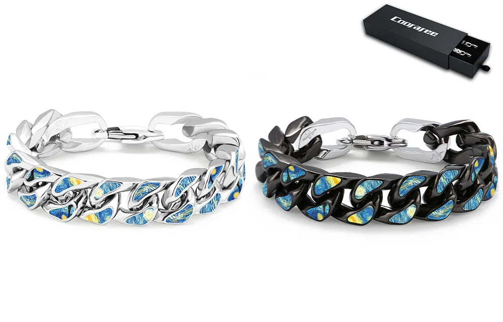 Cooraree Van Gogh Starry Night Cuban Bracelet Set